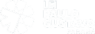Logotipo da Lei Paulo Gustavo Paraná. O logo apresenta um símbolo circular composto por formas que lembram setas apontando para o centro, ao lado do texto "LEI PAULO GUSTAVO PARANÁ" empilhado verticalmente.