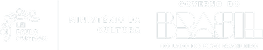 Logotipo da Lei Paulo Gustavo. O logo apresenta um ícone composto por linhas curvas que formam figuras humanas estilizadas de mãos dadas em um semicírculo. Ao lado, o texto LEI PAULO GUSTAVO. Logotipo do Ministério da Cultura - Governo Federal do Brasil. O logo apresenta no topo, as palavras "GOVERNO FEDERAL". No centro, a palavra "BRASIL" em letras grandes, estilizadas com traços internos geométricos. Abaixo, a frase UNIÃO E RECONSTRUÇÃO.